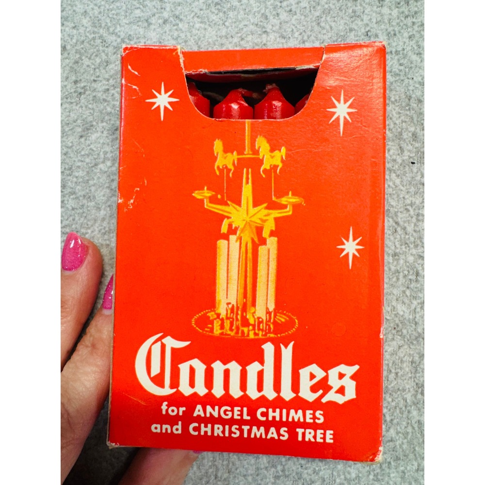 Vintage Christmas Tree Candles for Angel Chimes Original Box Mid Century